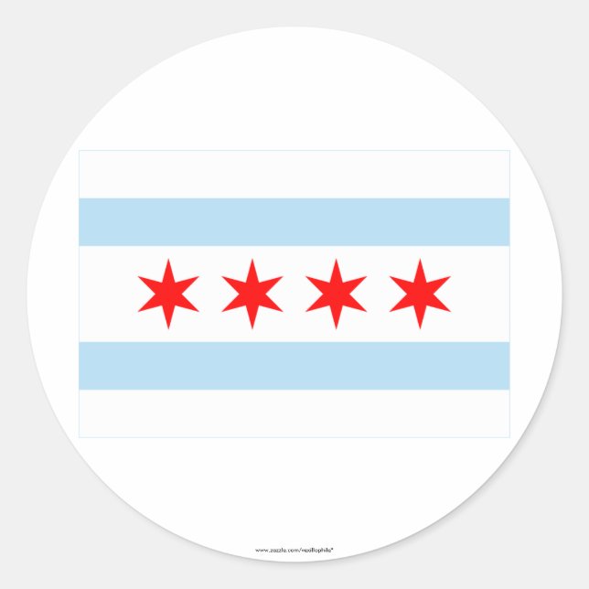 Pegatina Redonda Bandera de Chicago (Anverso)