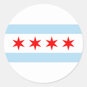Pegatina Redonda Bandera de Chicago