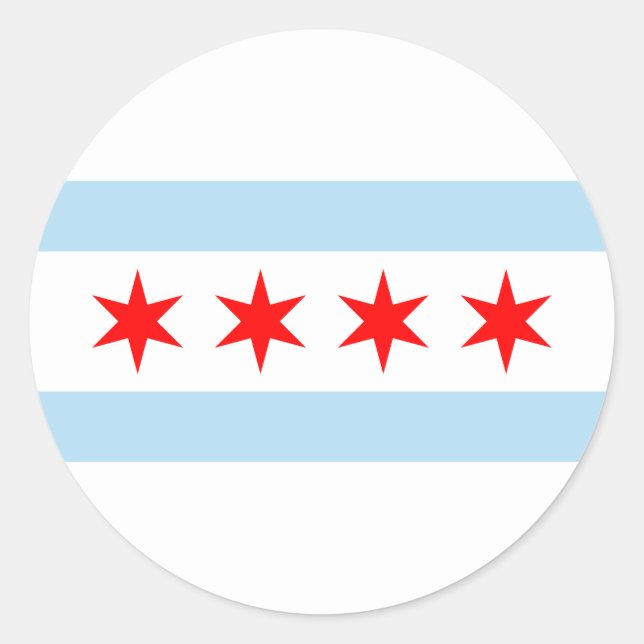 Pegatina Redonda Bandera de Chicago (Anverso)