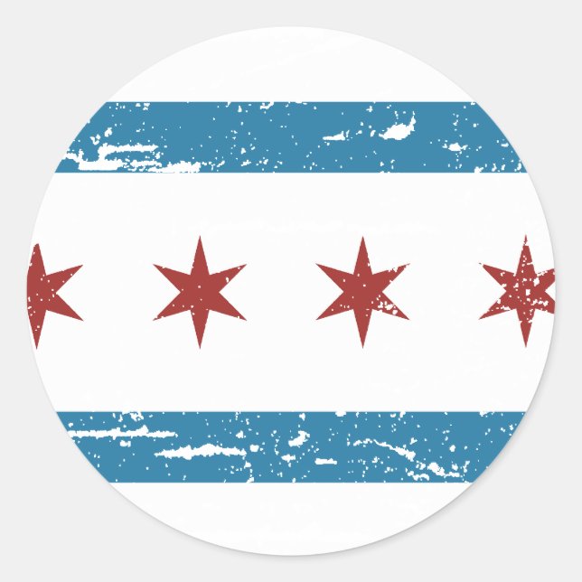 Pegatina Redonda Bandera de CHICAGO de época (Anverso)