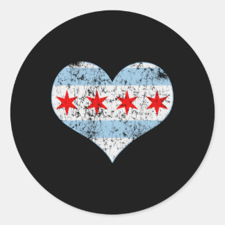 Pegatina Redonda Bandera de Chicago que se desvaneció