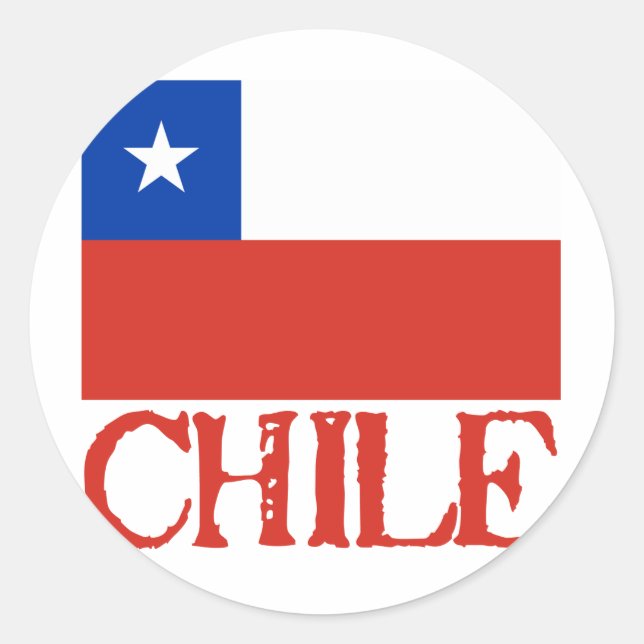 Pegatina Redonda Bandera de Chile con las camisetas conocidas de (Anverso)