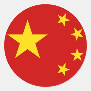 Pegatina Redonda Bandera de China