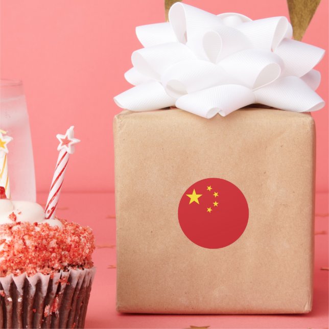 Pegatina Redonda Bandera de China (Fiesta)