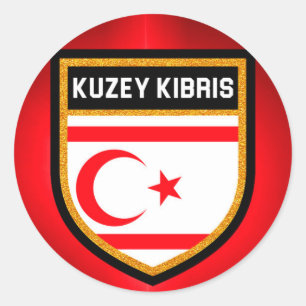 Pegatina Redonda Bandera de Chipre Septentrional