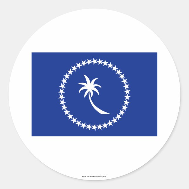 Pegatina Redonda Bandera de Chuuk (Anverso)