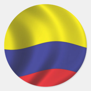 Pegatina Redonda Bandera de Colombia