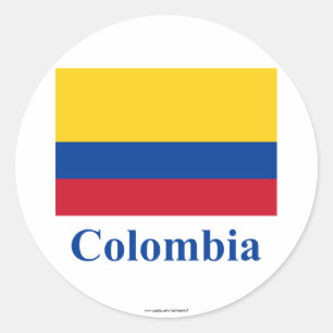 Pegatina Redonda Bandera de Colombia con nombre