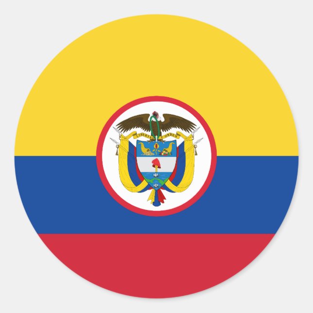 Pegatina Redonda Bandera de Colombia Militar (Anverso)