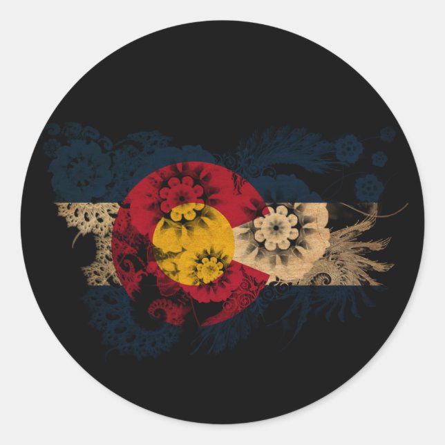 Pegatina Redonda Bandera de Colorado (Anverso)