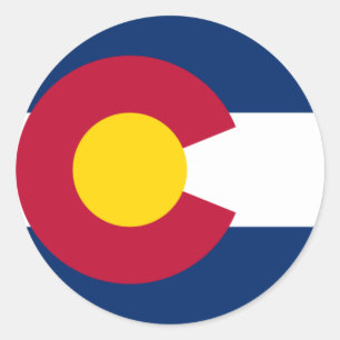 Pegatina Redonda Bandera de Colorado