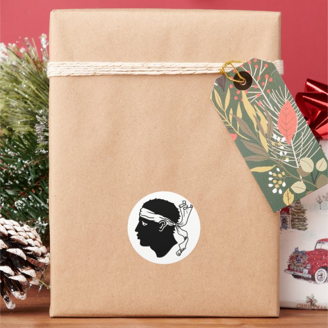 Pegatina Redonda Bandera de Córcega (Vacaciones)