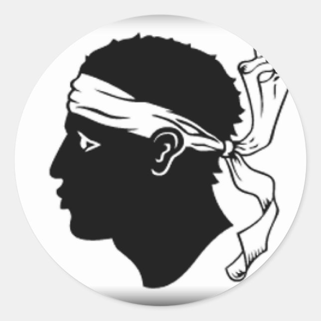 Pegatina Redonda Bandera de Córcega (Anverso)