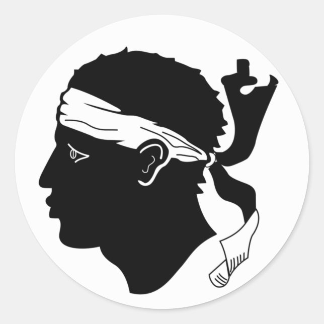 Pegatina Redonda Bandera de Córcega Sticker (Anverso)