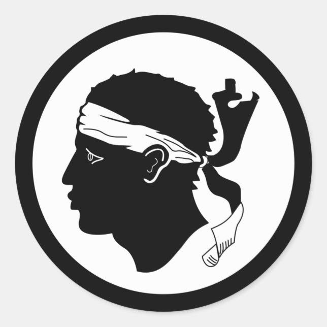 Pegatina Redonda Bandera de Córcega Sticker (Anverso)