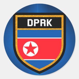 Pegatina Redonda Bandera de Corea del Norte