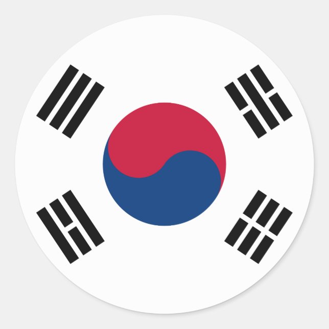 Pegatina Redonda Bandera de Corea del Sur (Anverso)