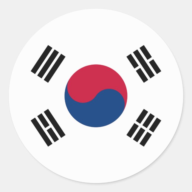 Pegatina Redonda Bandera de Corea del Sur (Anverso)