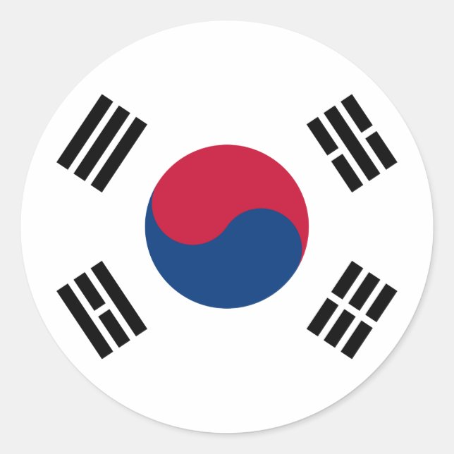 Pegatina Redonda Bandera de Corea del Sur (Anverso)