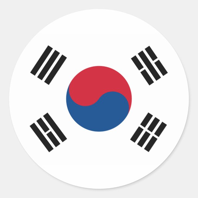 Pegatina Redonda Bandera de Corea del Sur (Anverso)