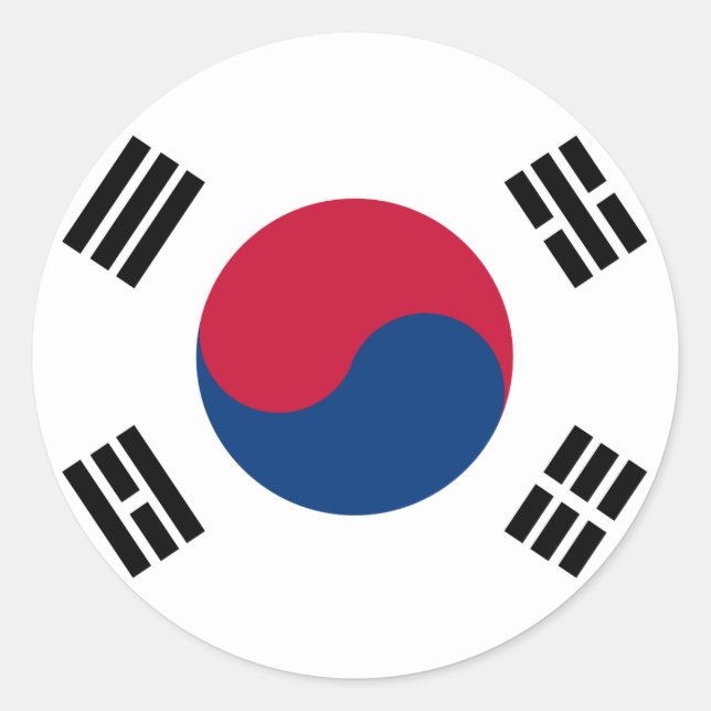 Pegatina Redonda Bandera de Corea del Sur (Anverso)