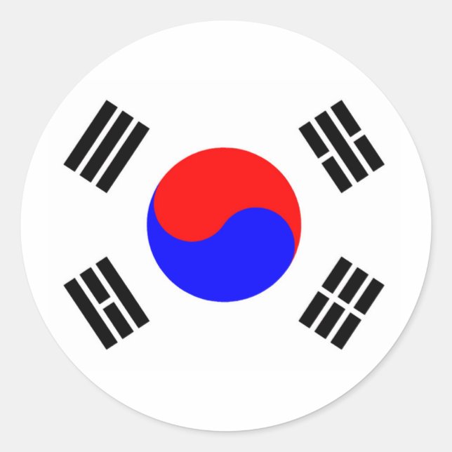 Pegatina Redonda Bandera de Corea del Sur (Anverso)
