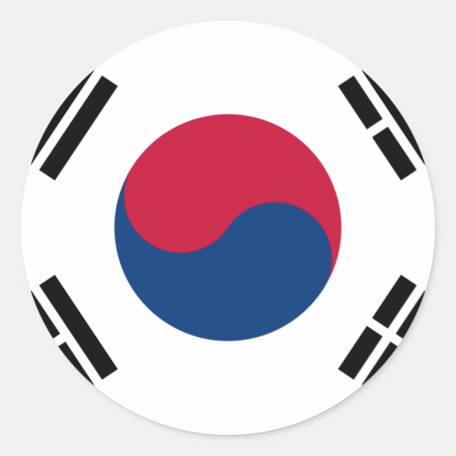 Pegatina Redonda Bandera de Corea del Sur (Anverso)