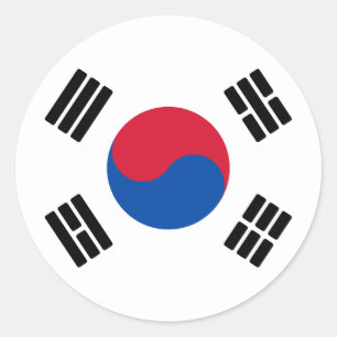 Pegatina Redonda Bandera de Corea del Sur