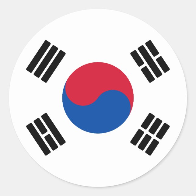 Pegatina Redonda Bandera de Corea del Sur (Anverso)