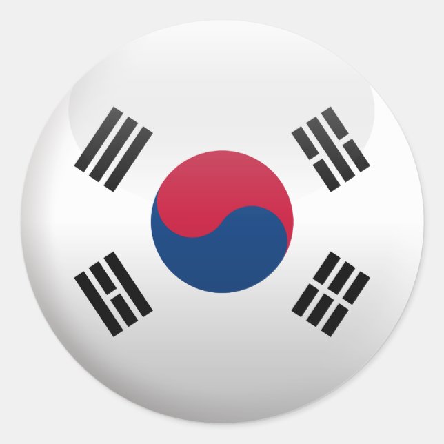 Pegatina Redonda Bandera de Corea del Sur (Anverso)