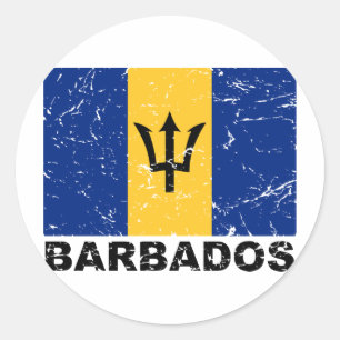 Pegatina Redonda Bandera de cosecha de Barbados