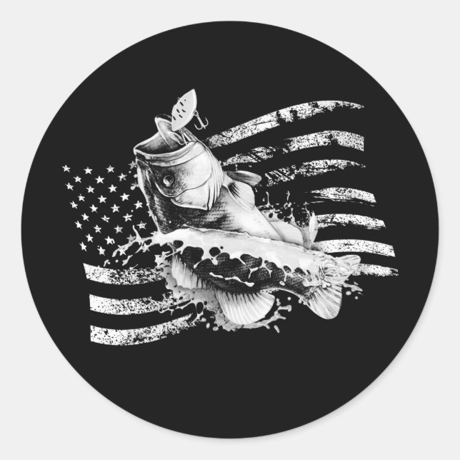 Pegatina Redonda Bandera de cosecha de largemouth (Anverso)