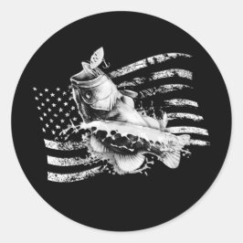 Pegatina Redonda Bandera de cosecha de largemouth