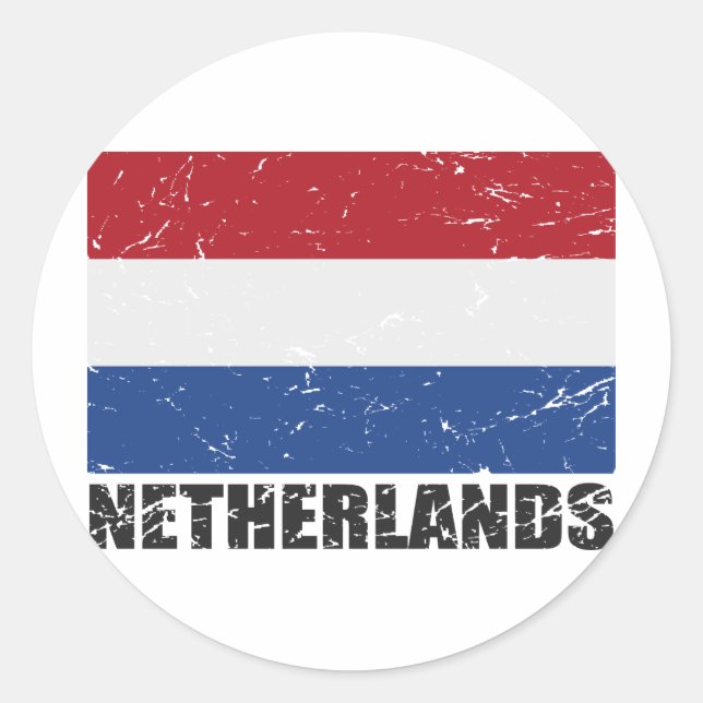 Pegatina Redonda Bandera de cosecha de los Países Bajos (Anverso)