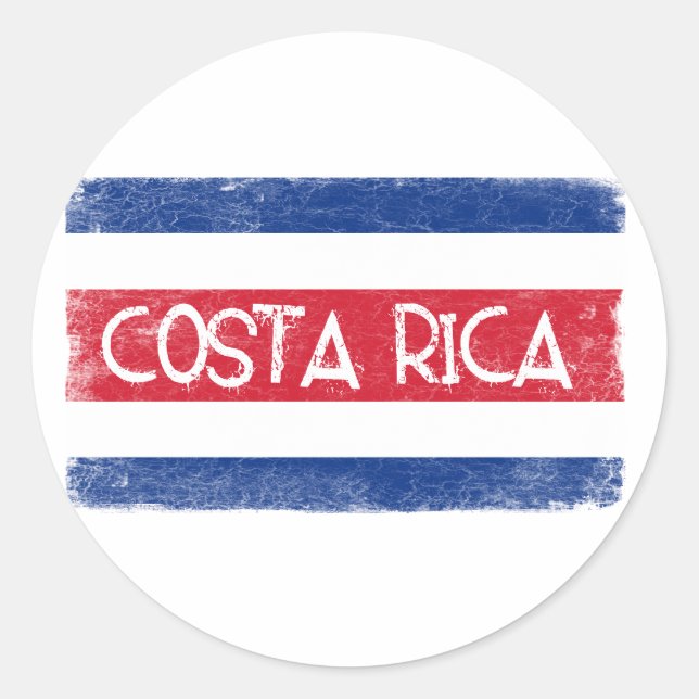 Pegatina Redonda Bandera de Costa Rica (Anverso)