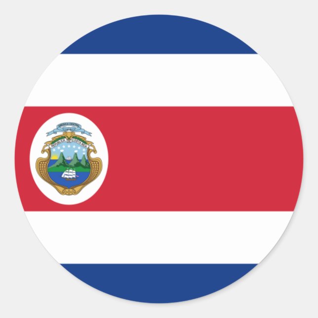 Pegatina Redonda Bandera de Costa Rica, Bandera de Costa Rica (Anverso)