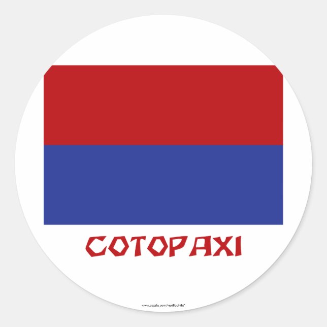 Pegatina Redonda Bandera de Cotopaxi con nombre (Anverso)