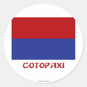 Pegatina Redonda Bandera de Cotopaxi con nombre