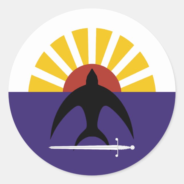 Pegatina Redonda Bandera de Cozumel, Quintana Roo, México, México (Anverso)