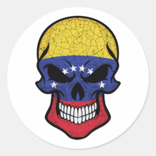Pegatina Redonda Bandera de cráneo sonriente en Venezuela
