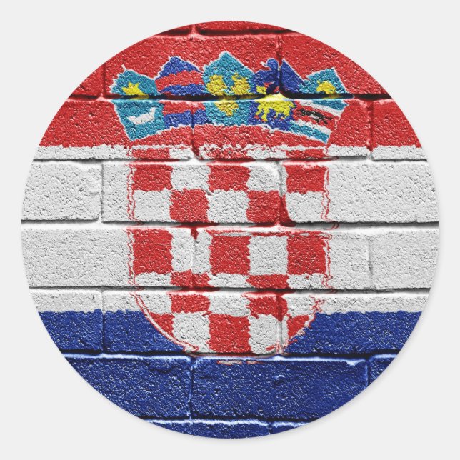 Pegatina Redonda Bandera de Croacia (Anverso)