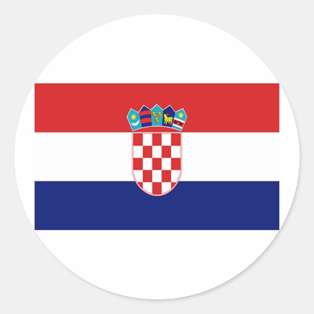 Pegatina Redonda Bandera de Croacia (Anverso)