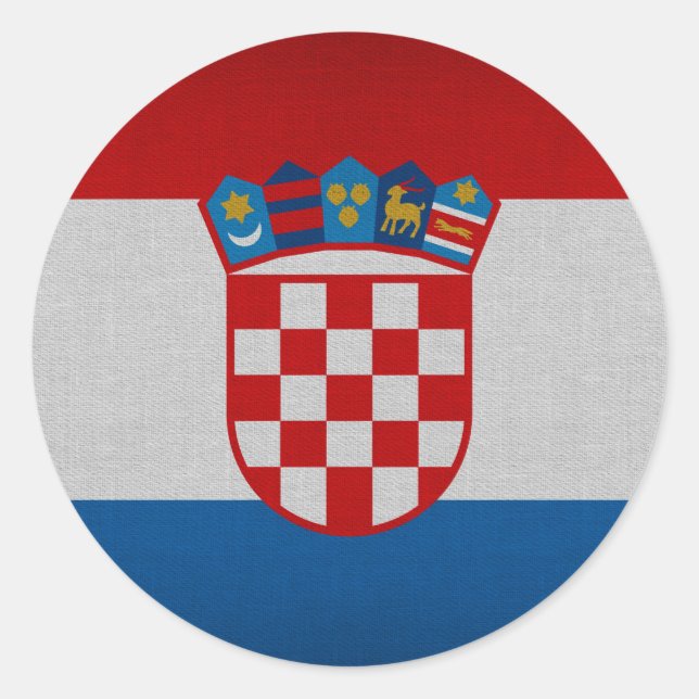 Pegatina Redonda Bandera de Croacia (Anverso)