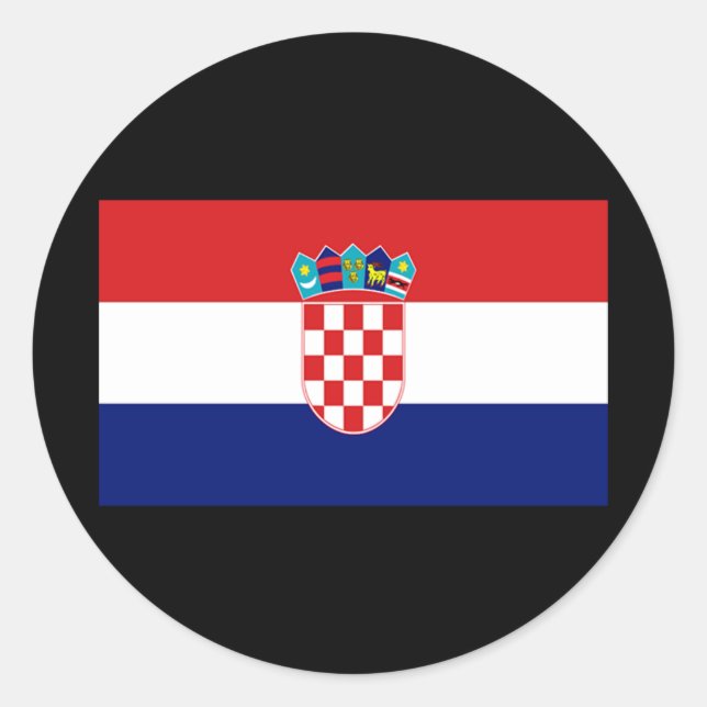 Pegatina Redonda Bandera de Croacia (Anverso)