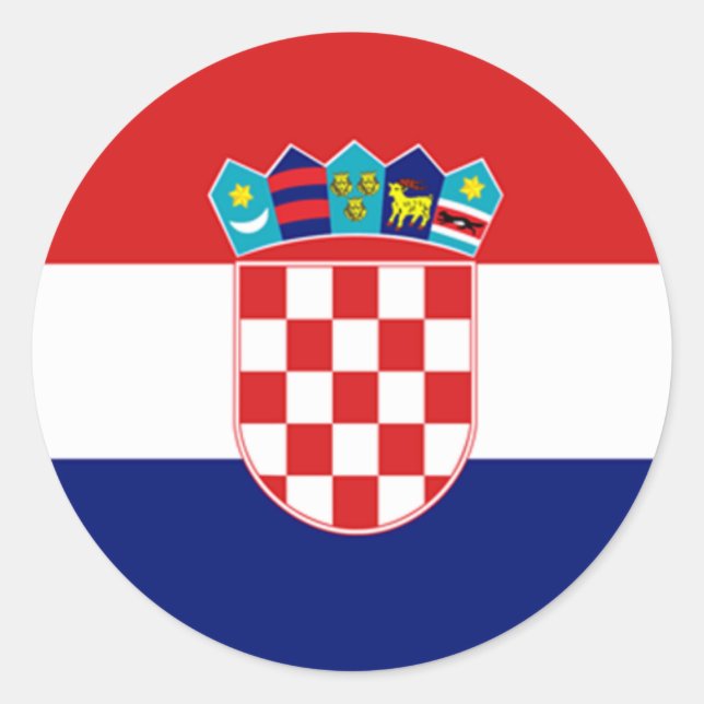 Pegatina Redonda Bandera de Croacia (Anverso)