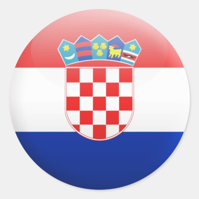 Pegatina Redonda Bandera de Croacia (Anverso)