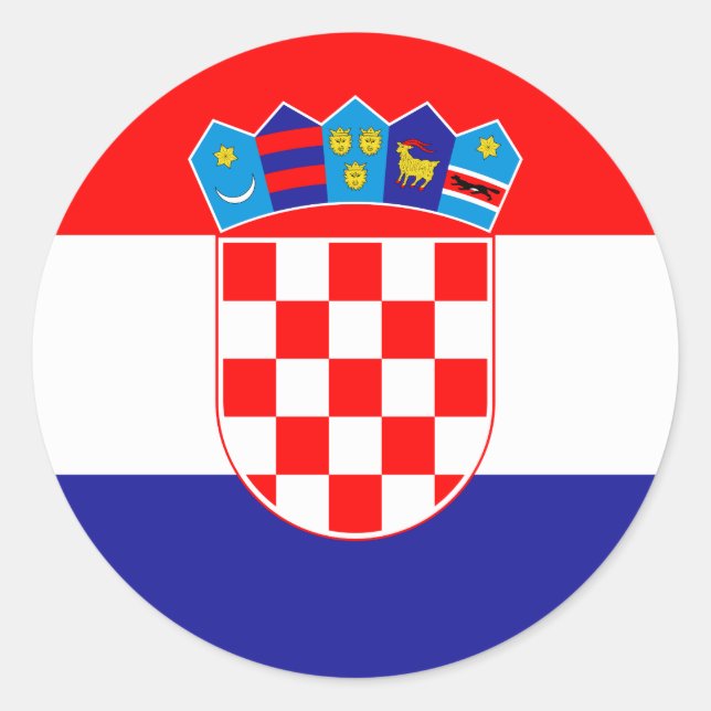 Pegatina Redonda Bandera de Croacia (croata) (Anverso)