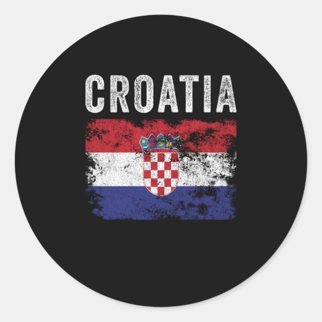 Pegatina Redonda Bandera de Croacia en problemas - Bandera croata (Anverso)