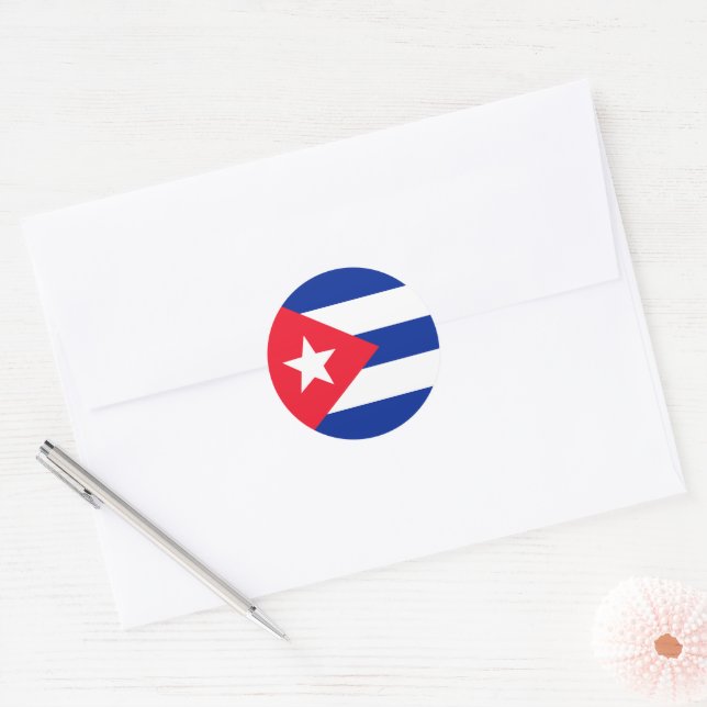 Pegatina Redonda Bandera de Cuba (Sobre)