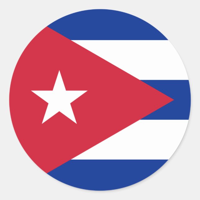 Pegatina Redonda Bandera de Cuba CU (Anverso)